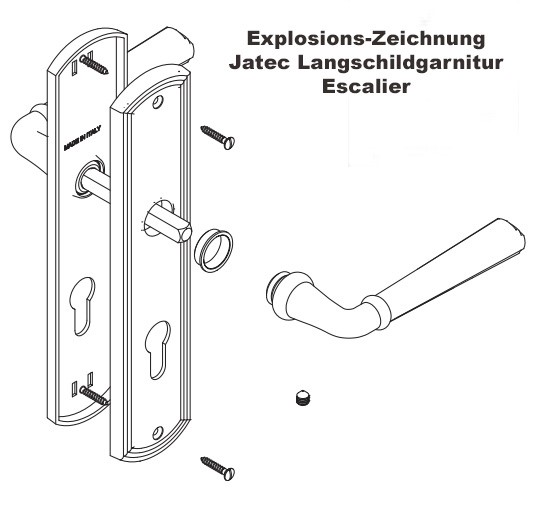 Türgriff wechseln mit der Explosionszeichnung der Escalier Langschildgarnitur von Jatec